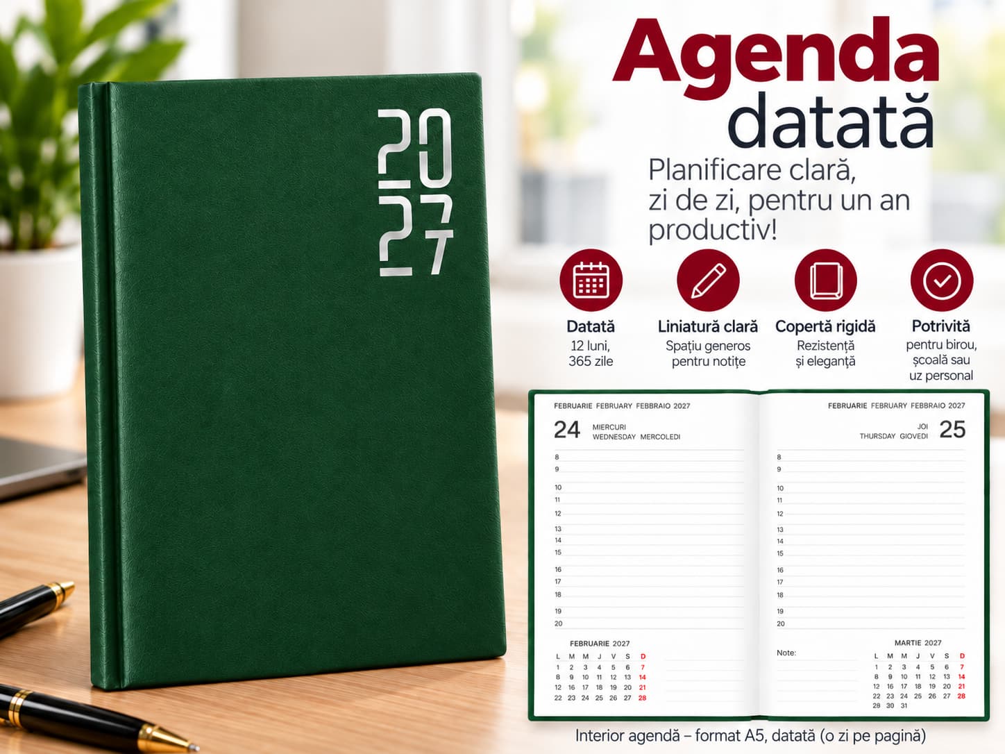 Agendă verde 2027 pe birou